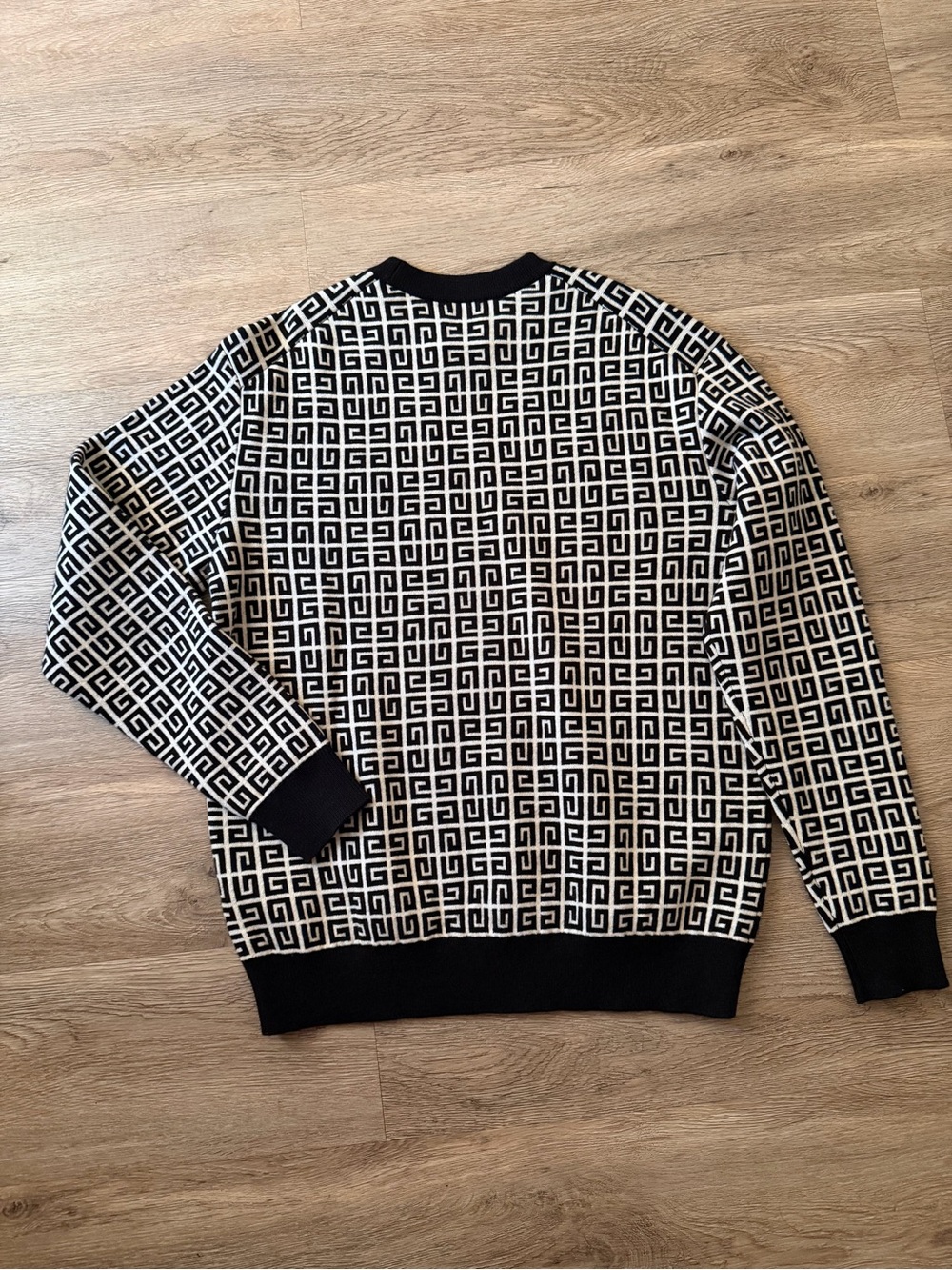 Givenchy Black and White Geometric Crewneck Sweater